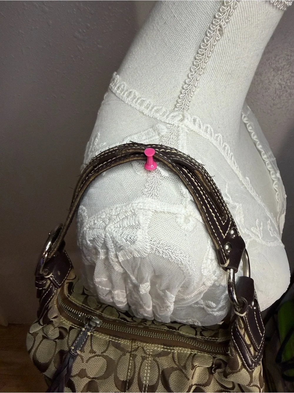 Vintage mini Coach Signature Canvas Hobo Brown_4